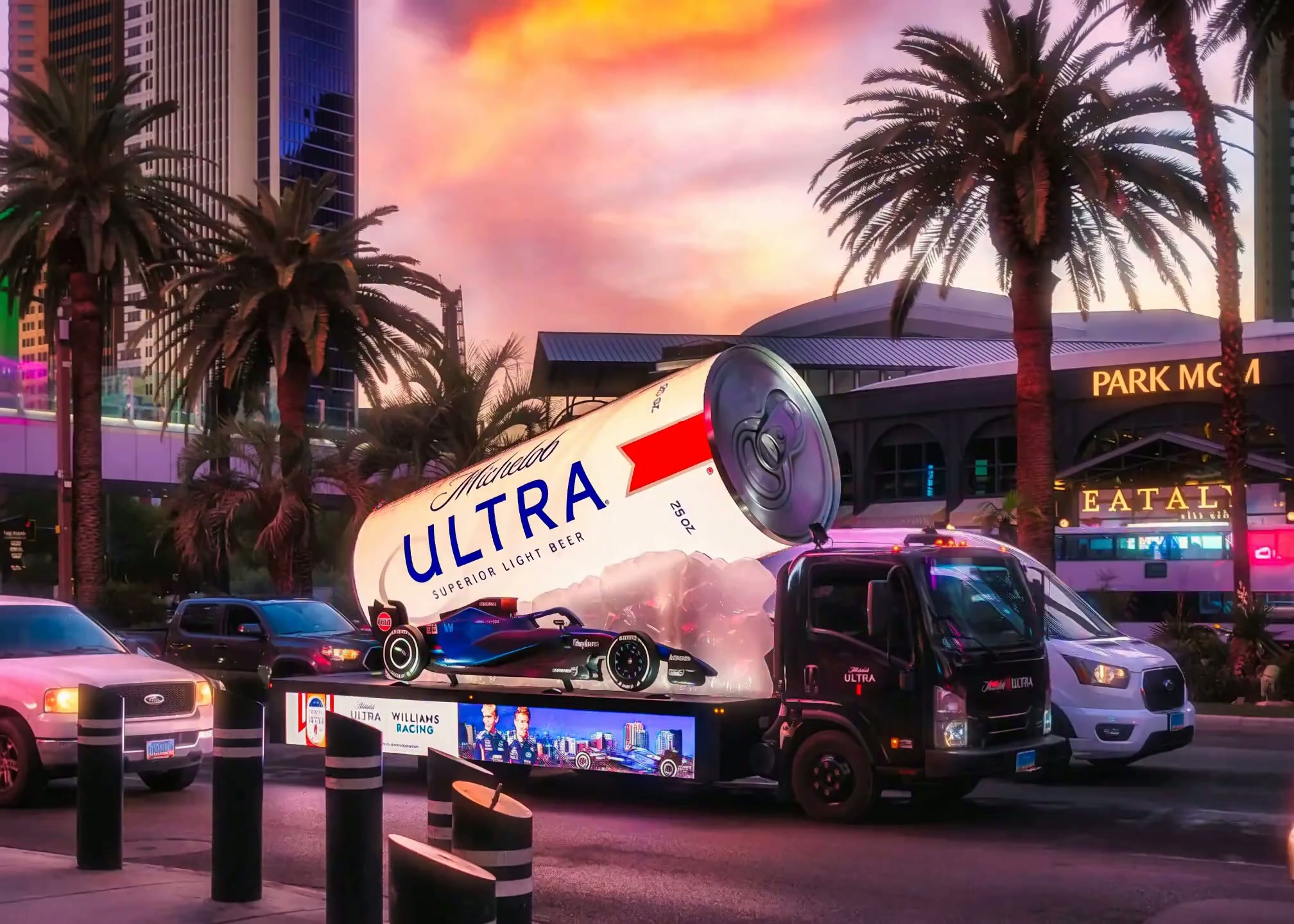 Kre8 can billboard truck in Las Vegas