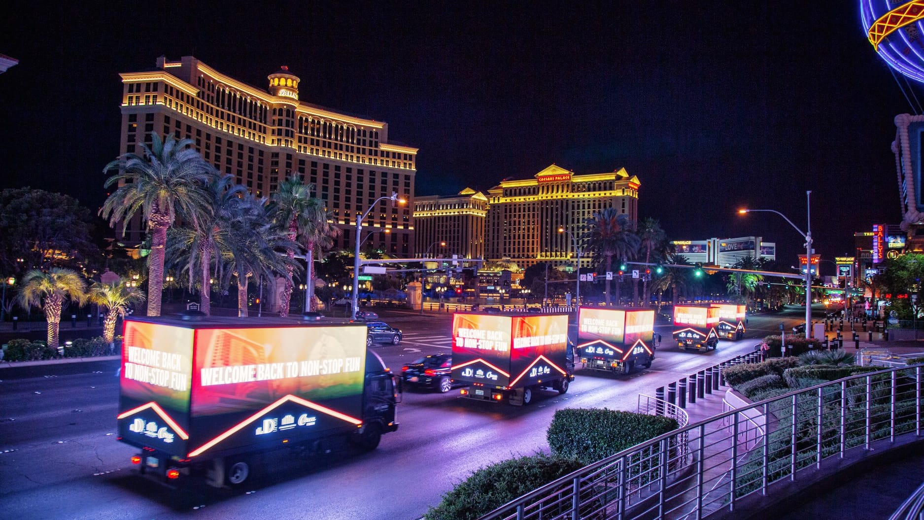 Bright digital billboard truck in las vegas