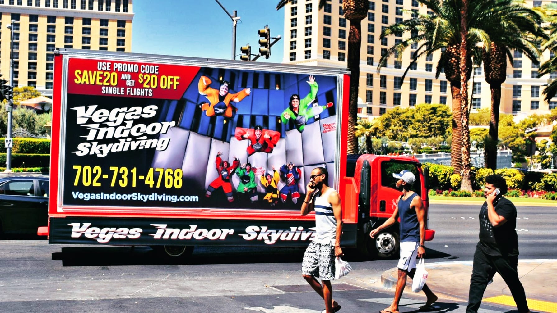 Vegas indoor skydiving mobile billboard