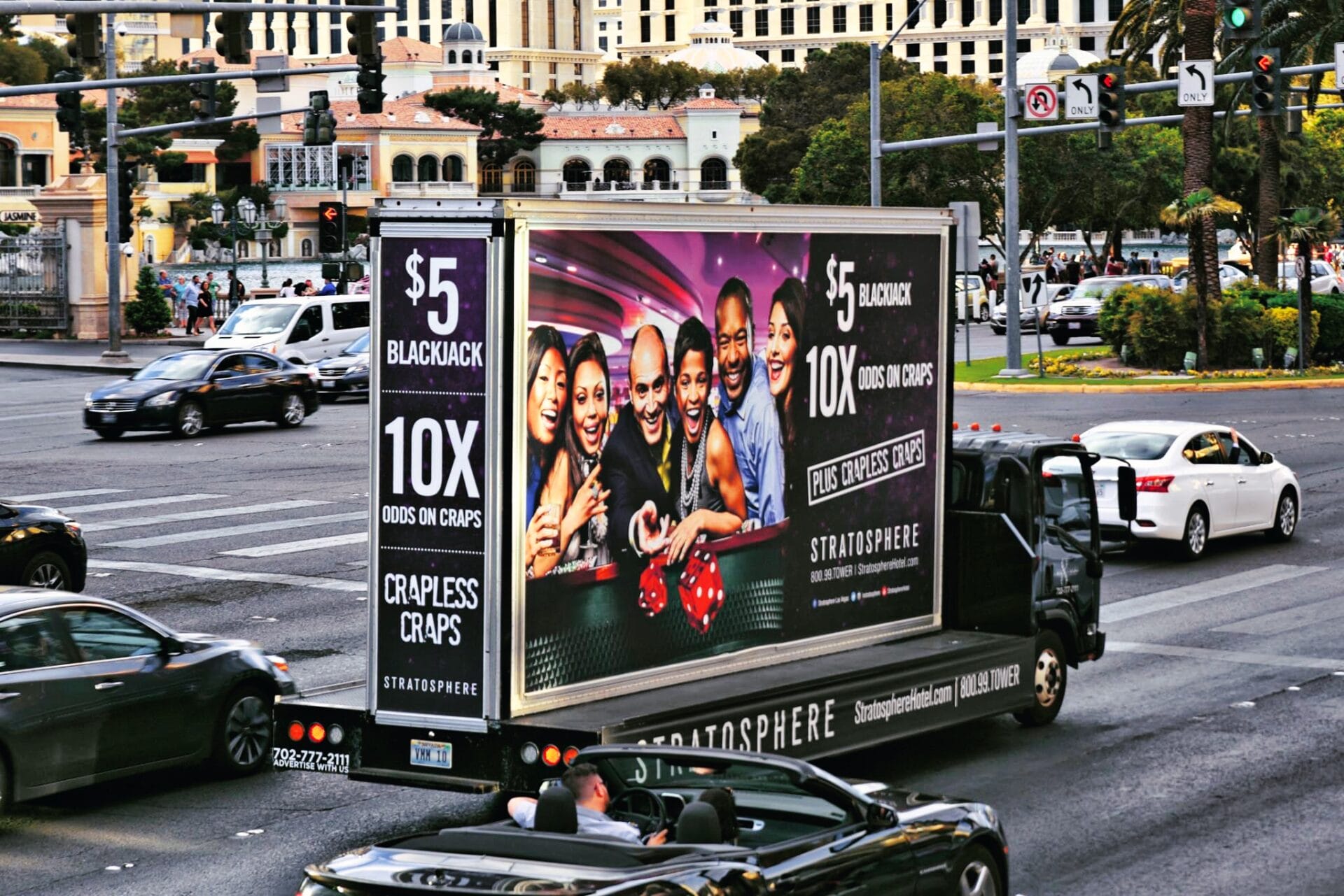 Static mobile billboard truck in Las Vegas