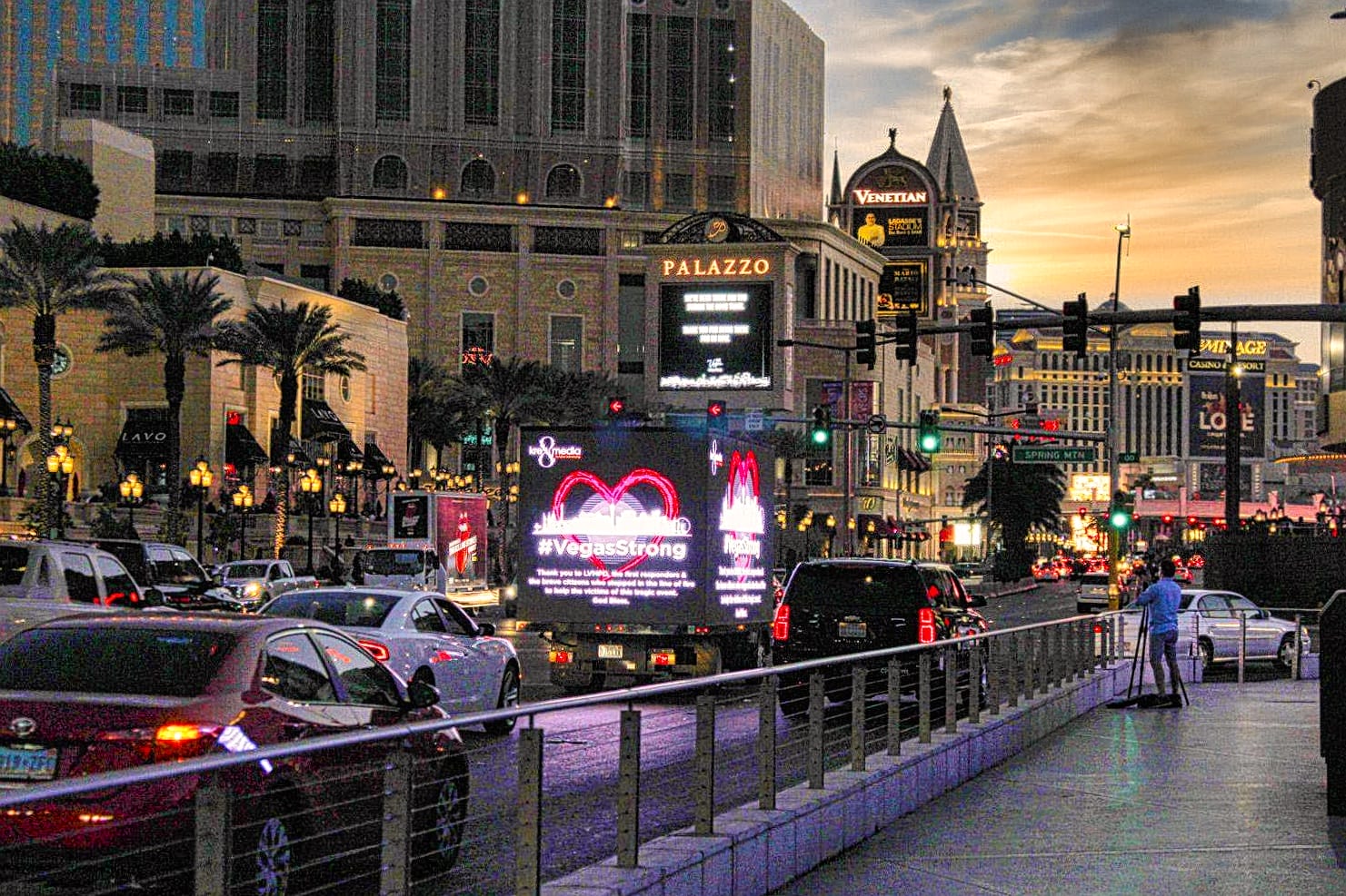 Vegas Strong community message on mobile billboard