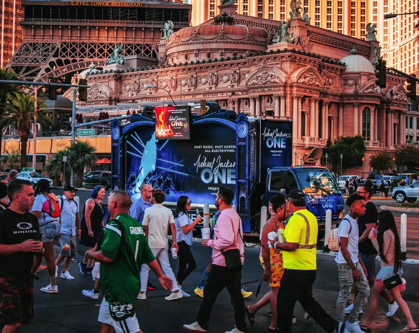 Michael Jackson ONE mobile billboard on the las vegas strip drawing crowds