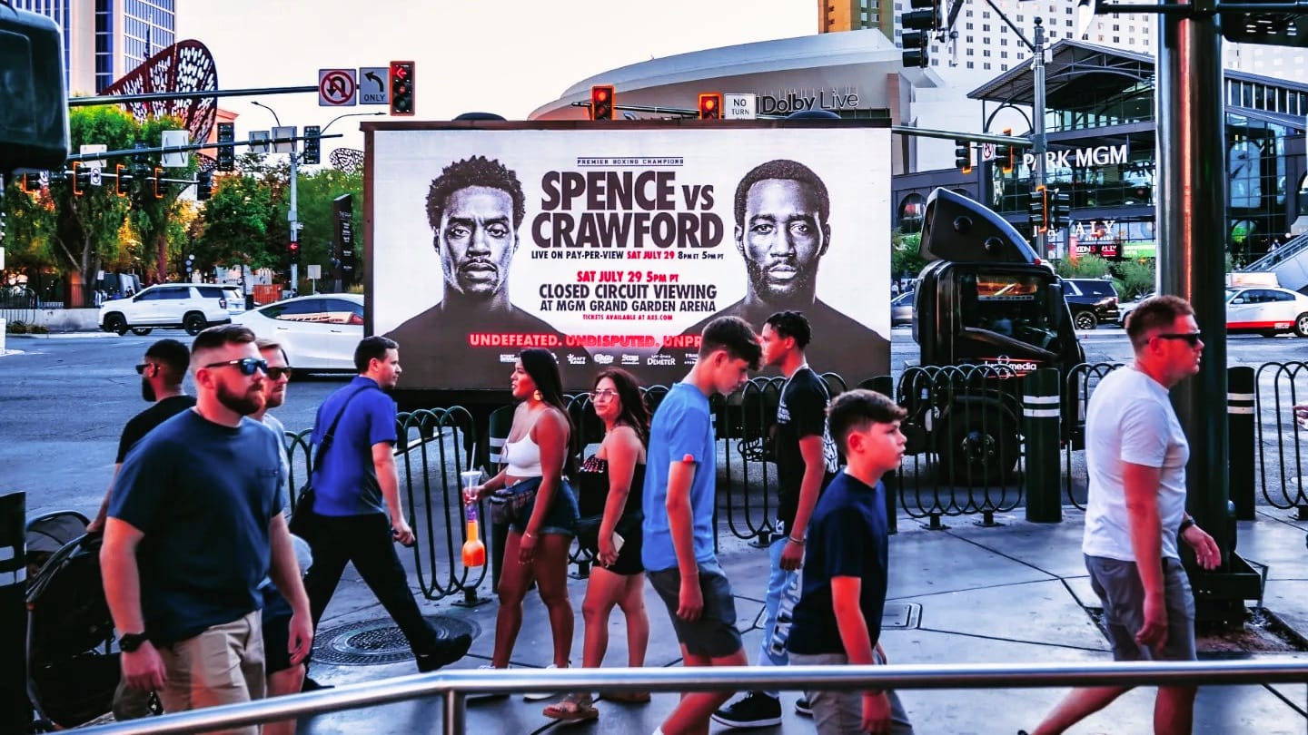 Spence vs Crawford mobile billboard in Las Vegas