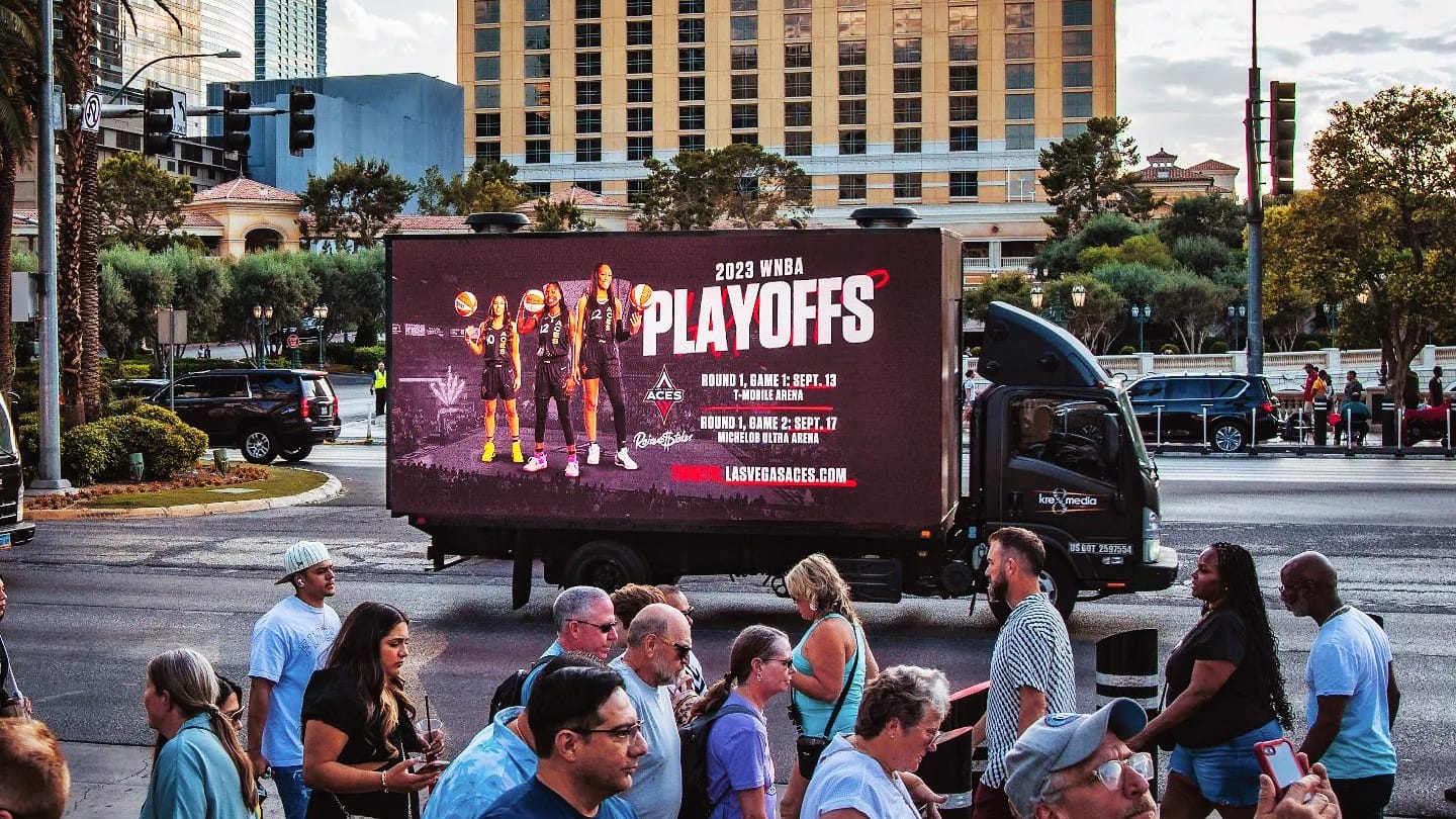 Playoffs advertisement on mobile billboard in vegas