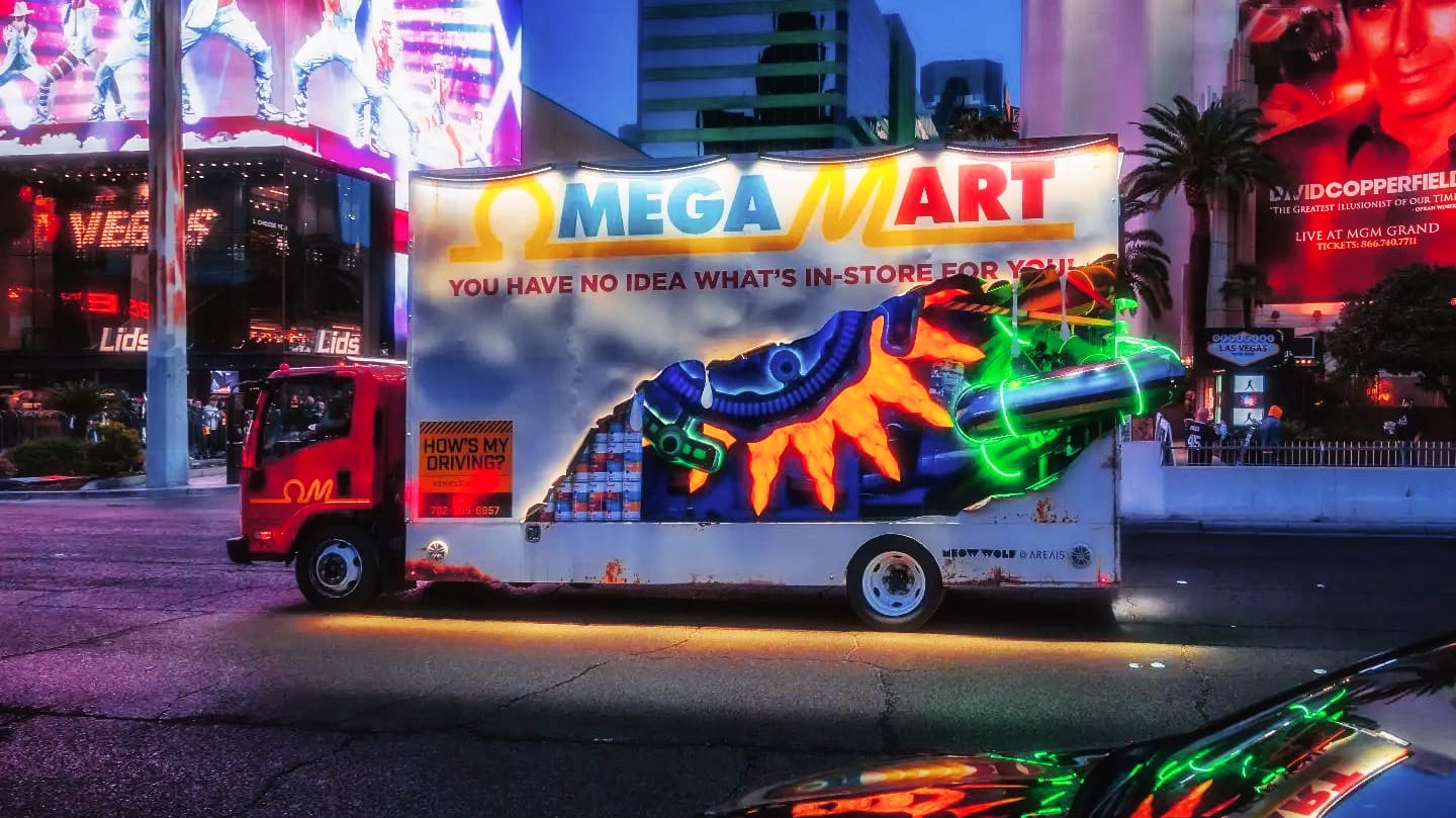 Omega Mart creative custom mobile billboard 3D