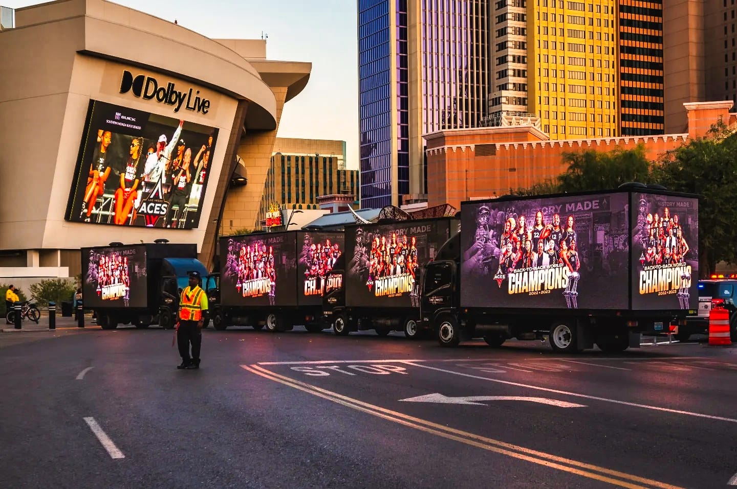 Mobile billboard caravan on the las vegas strip