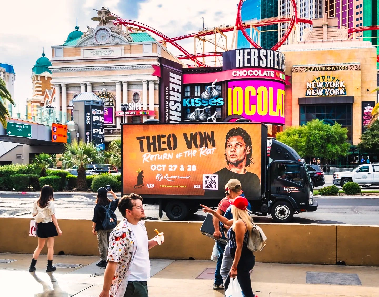 Theo Von mobile billboard on las vegas strip