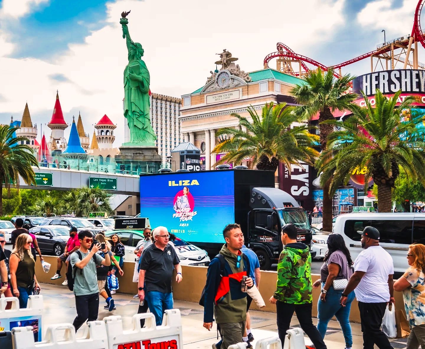 Iliza Hard Feelings Tour mobile billboard on Las Vegas Strip