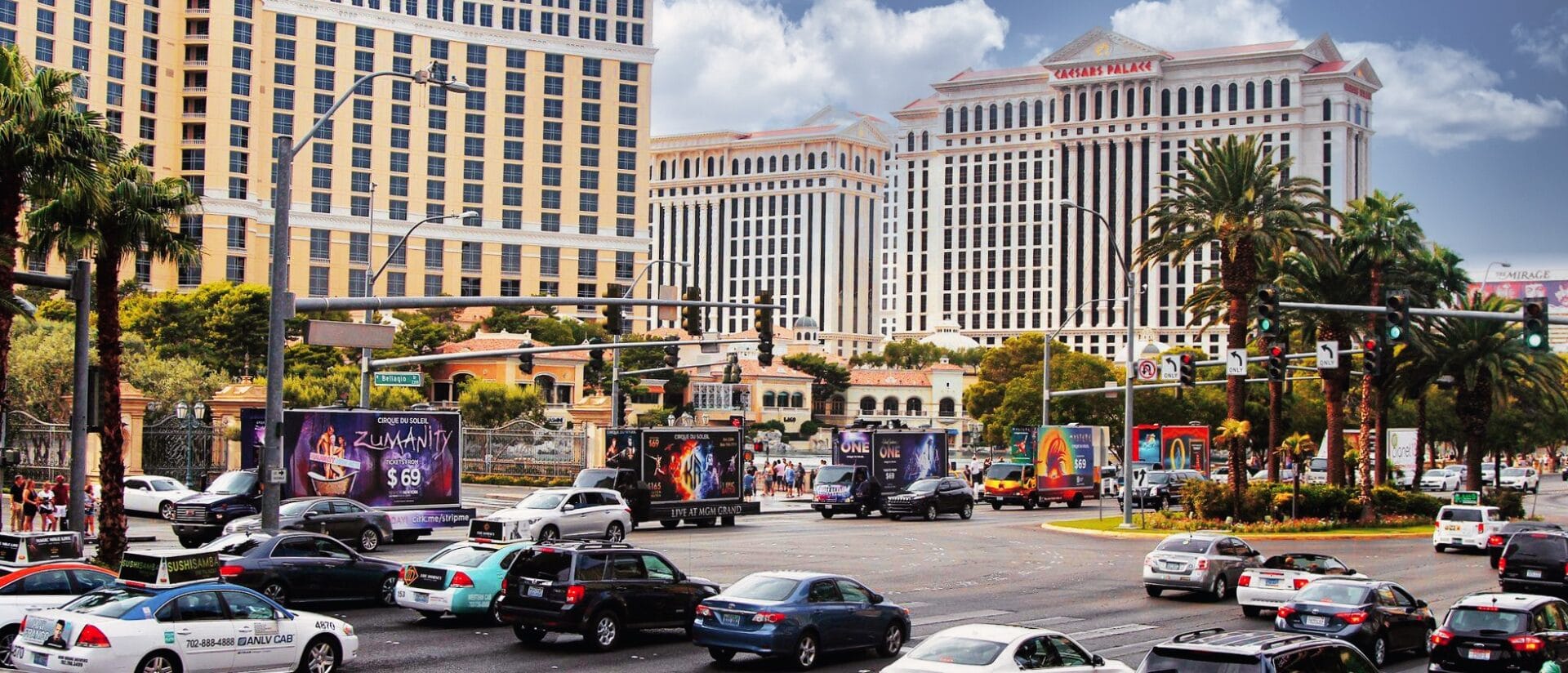 Billboard truck caravan on las vegas strip