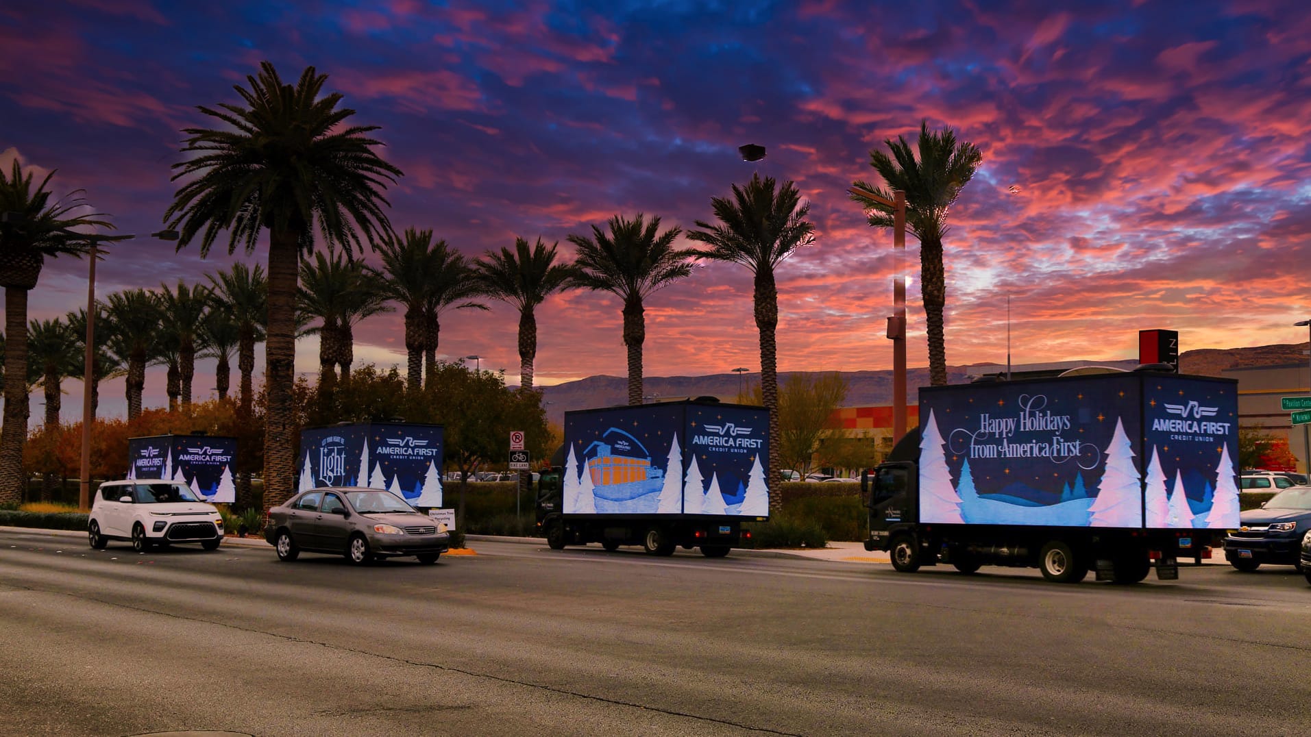 Caravan of mobile billboards 