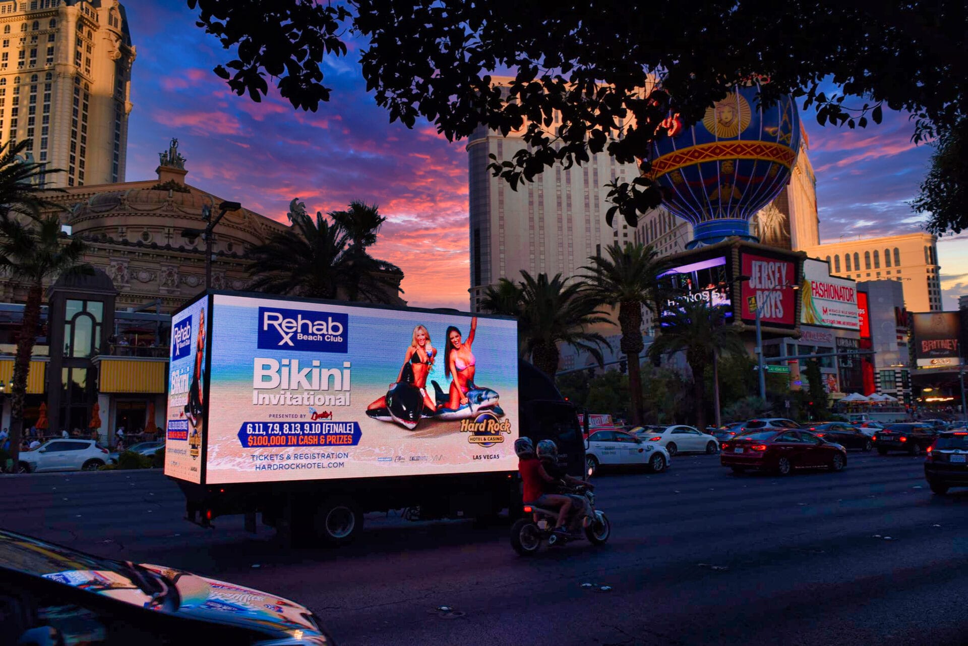 Bright billboard truck in Las Vegas