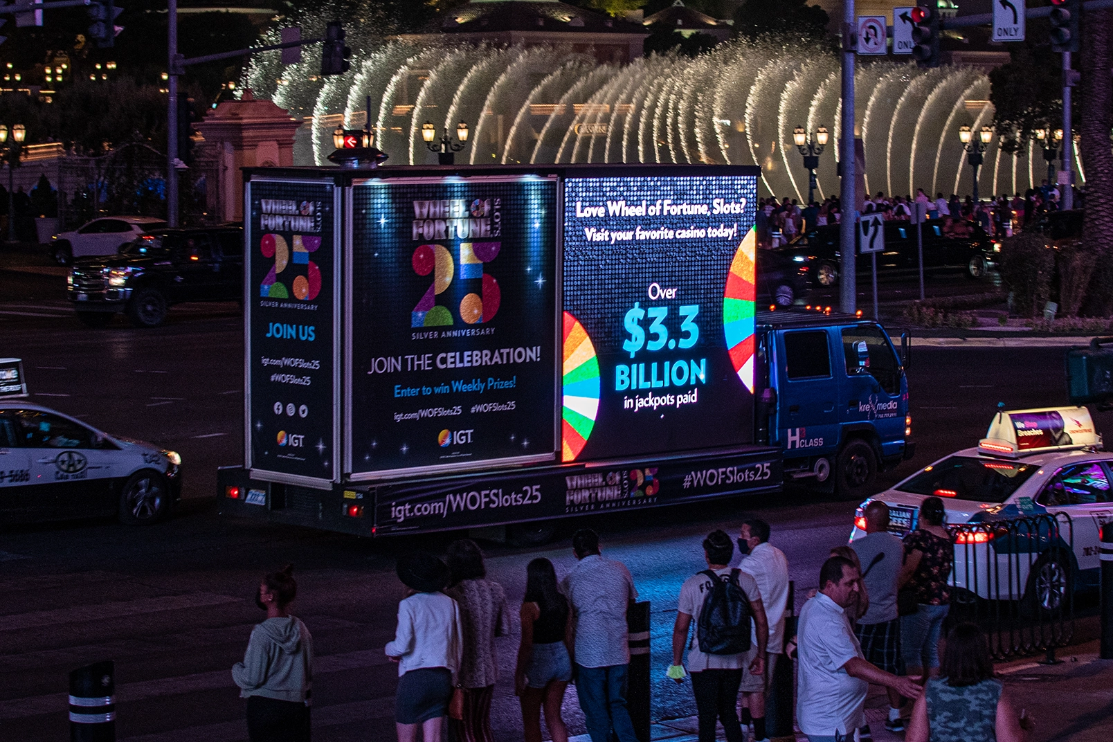 Mobile billboard ad with half digital and half printed