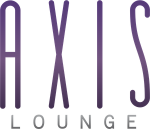 Axis Logo of Axis Lounge in purple font