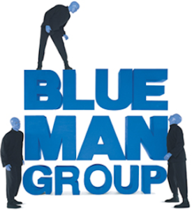 Blue Man Group Blue Man Group logo with three performers
