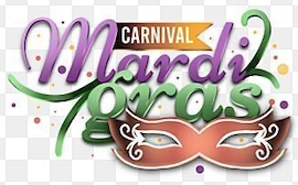 MardiGras Colorful Mardi Gras Carnival logo with mask