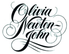 Olivia Newton John Elegant cursive text of Olivia Newton-John's name