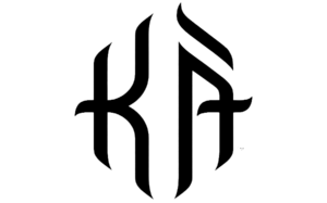 KA Stylized black calligraphy logo with trademark symbol