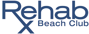 Rehab x Beach Club Rehab X Beach Club logo in blue text