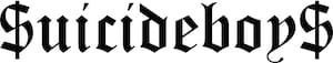 $uicideboy$ Gothic font text reading 'Suicideboys'