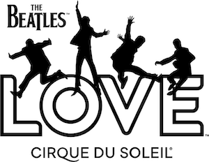 The Beatles Love Beatles LOVE Cirque du Soleil logo with silhouettes
